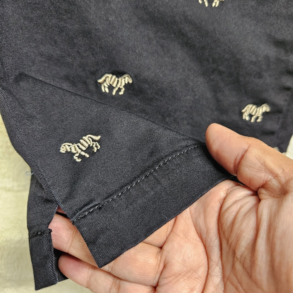Coldwater Creek Zebra Embroidered Cropped Pants Size 16 Black Novelty Equestrian - Picture 9 of 12